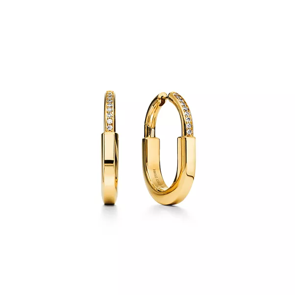 Ohrringe in Gelbgold mit Diamanten, Medium