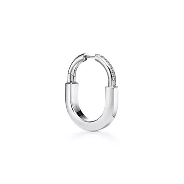 Tiffany Lock:Earrings in White Gold with Diamonds, Medium, 3