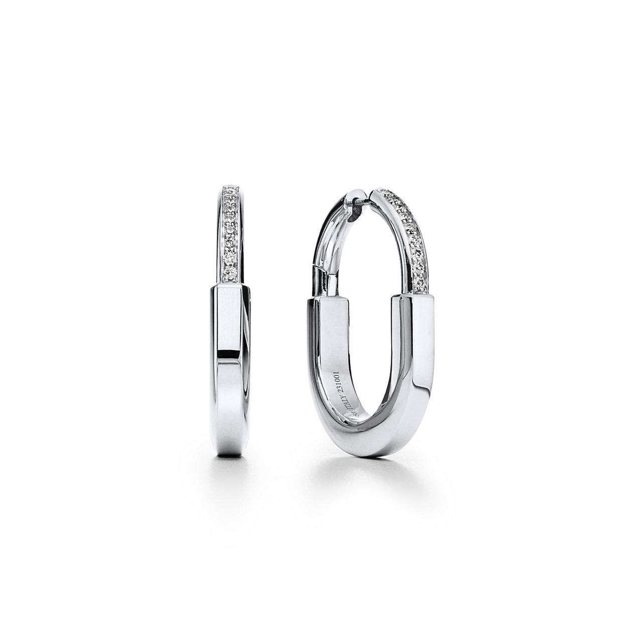 Pendientes en oro blanco con diamantes, tamaño mediano