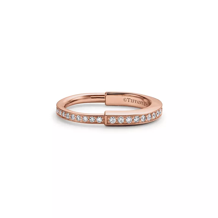 Tiffany Lock:Ring in Rose Gold with Pavé Diamonds, 4