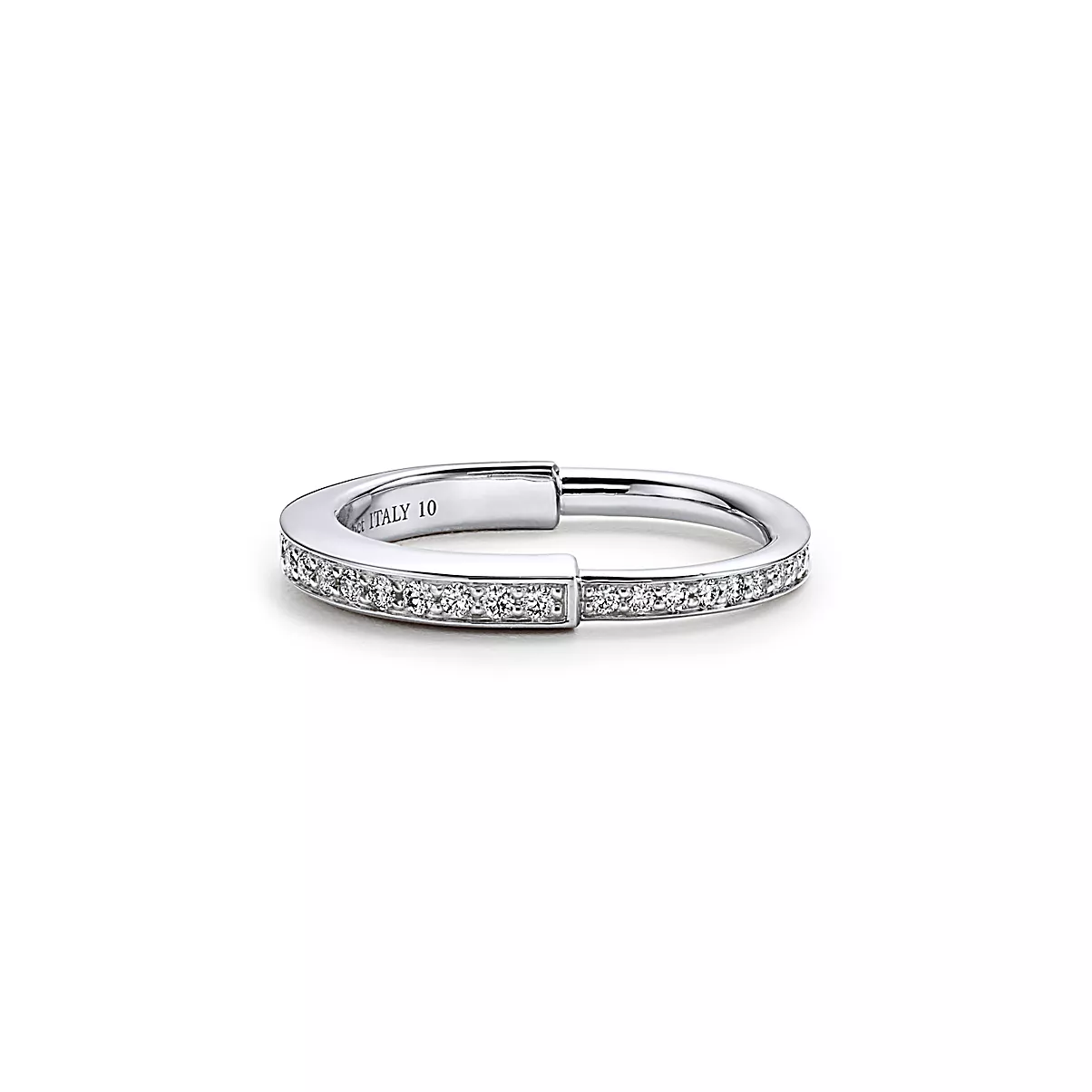 Tiffany Lock Ring 18K 화이트 골드 다이아몬드