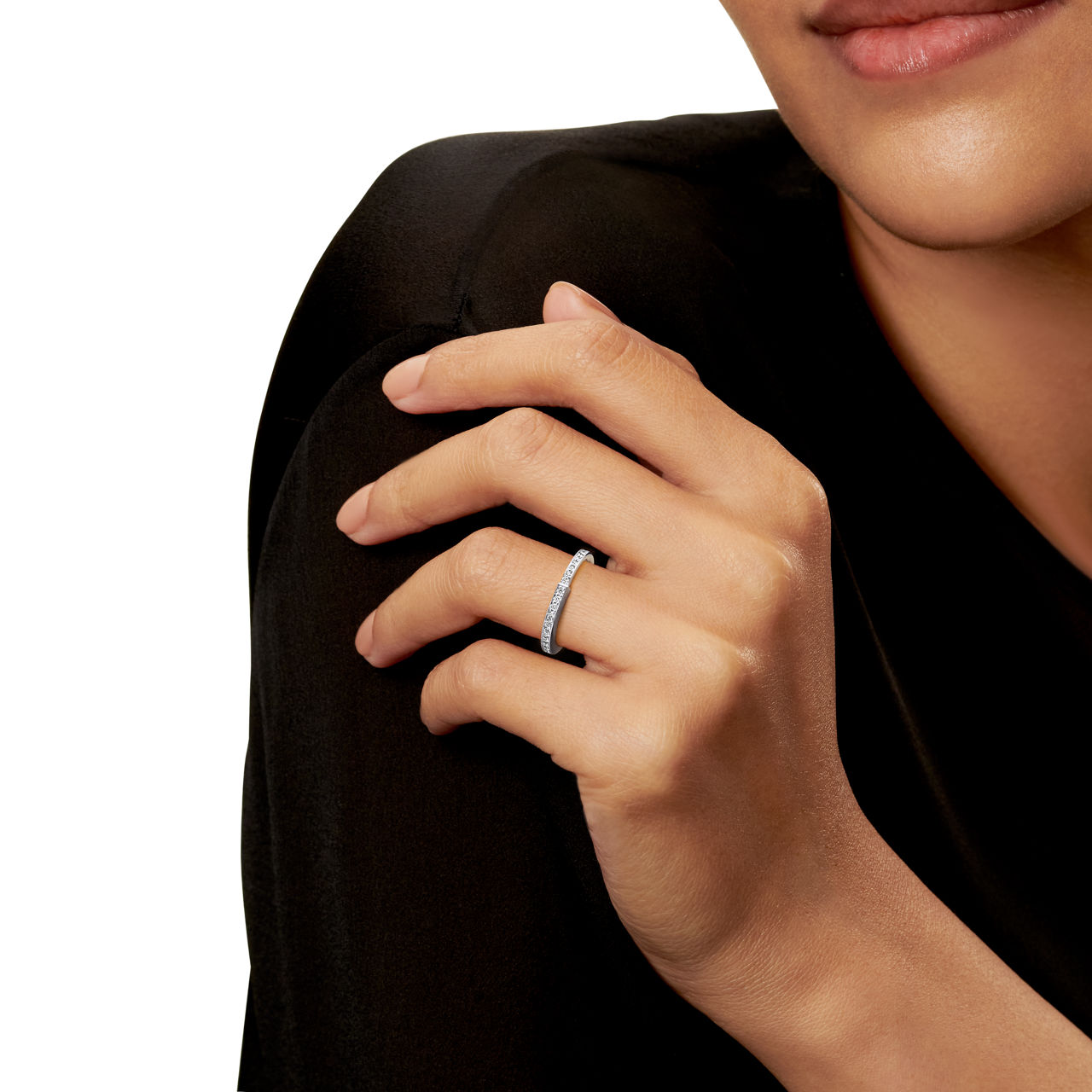 Ring in Weißgold mit Pavé-Diamanten