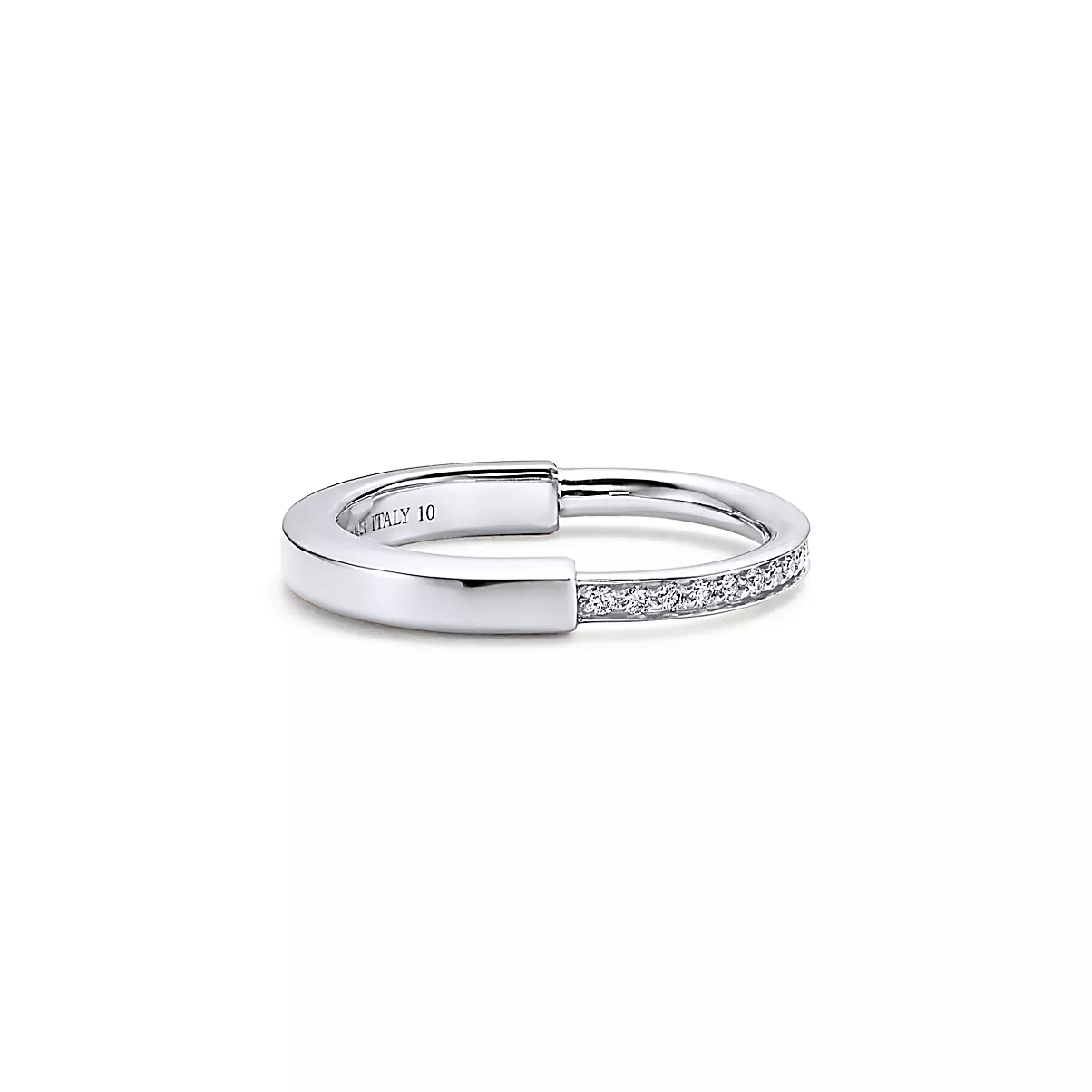 Tiffany Lock Ring 18K 화이트 골드 다이아몬드