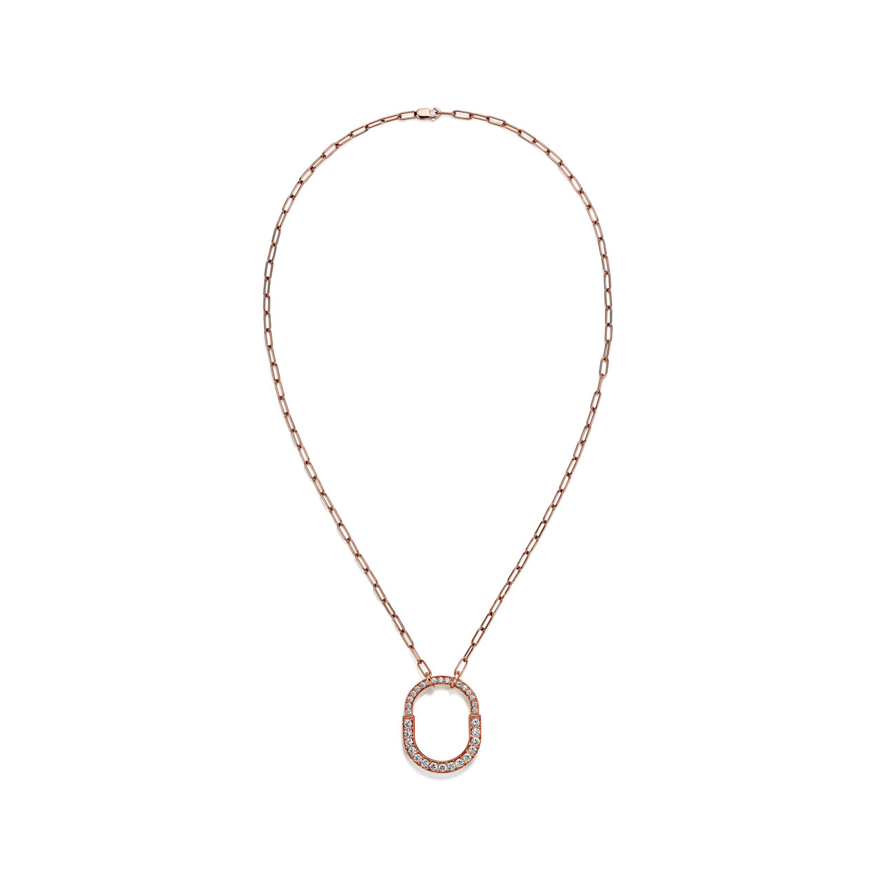 Tiffany Lock:Pendant in Rose Gold with Pavé Diamonds, Medium image number 2