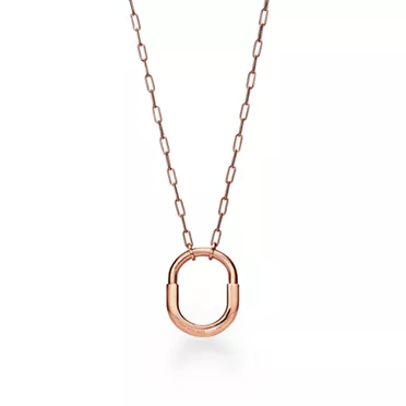 Tiffany Lock:Pendant in Rose Gold with Pavé Diamonds, Medium, 3