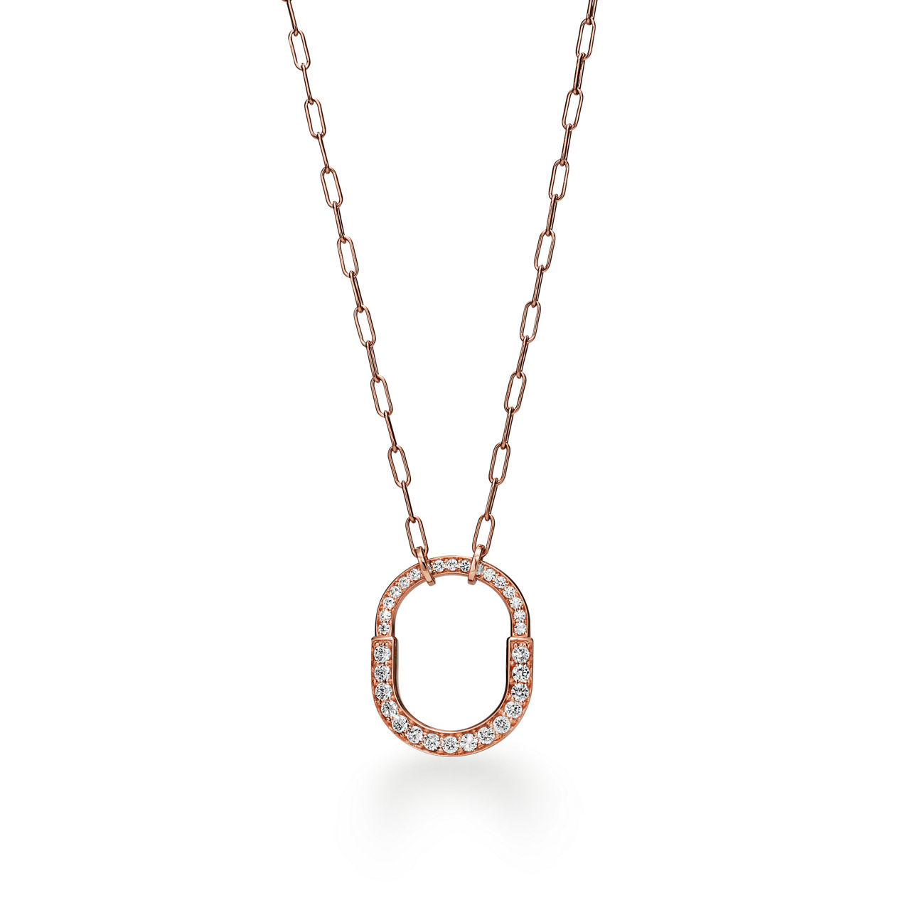 Pendentif en or rose 18 carats et pavé de diamants. Medium.