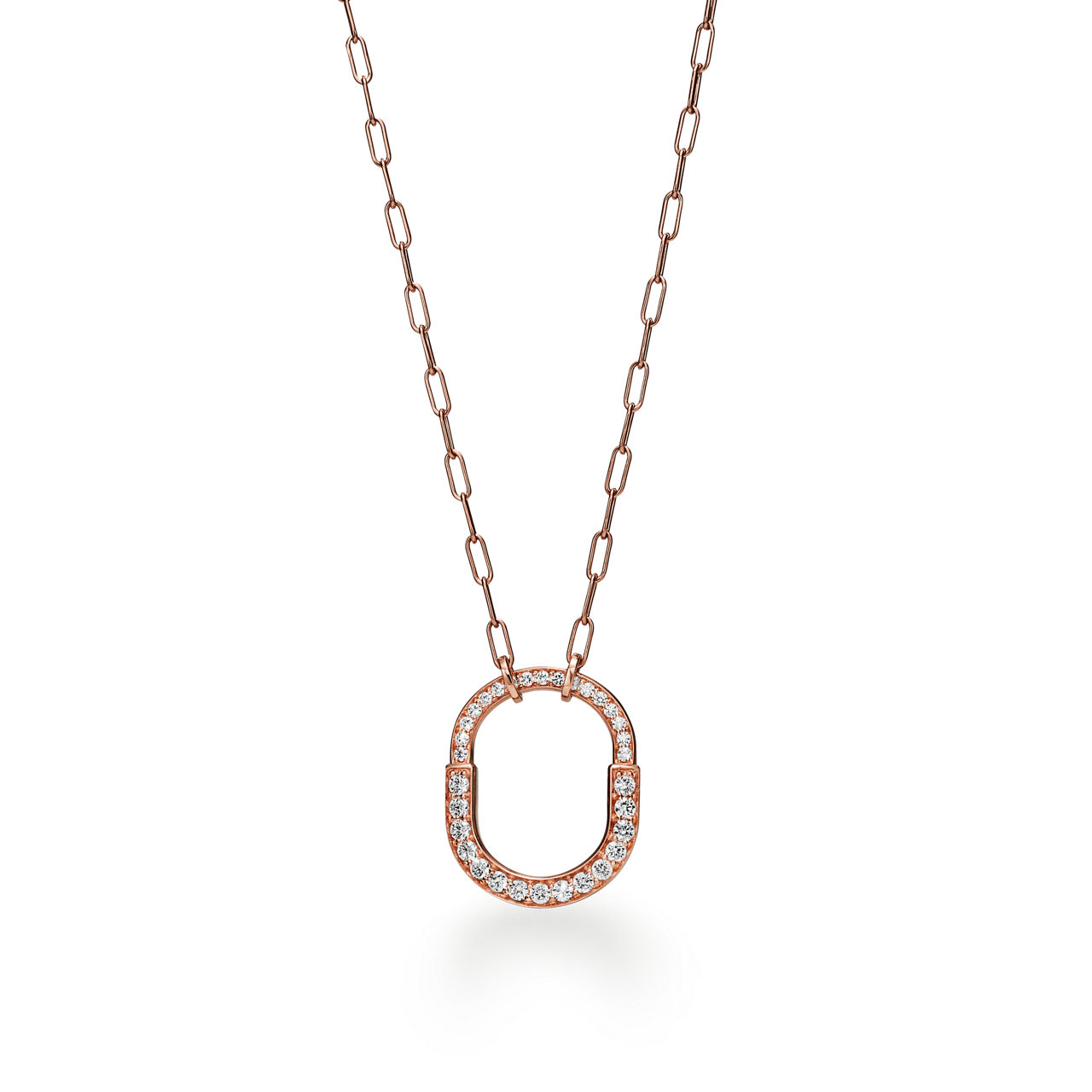 Pendant in Rose Gold with Pavé Diamonds, Medium