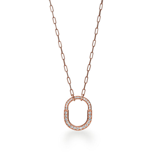 Tiffany Lock:Pendant in Rose Gold with Pavé Diamonds, Medium