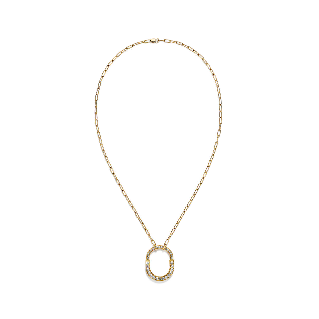 Tiffany Lock:Pendant in Yellow Gold with Pavé Diamonds, Medium image number 2