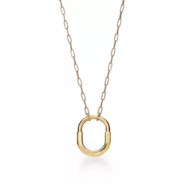Tiffany Lock:Pendant in Yellow Gold with Pavé Diamonds, Medium, 3