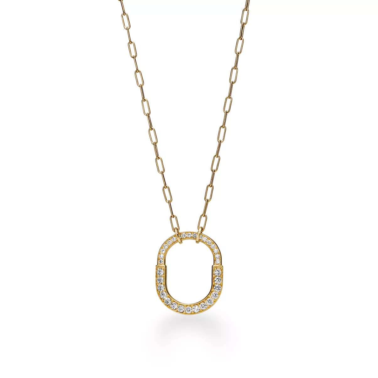 Pendant in Yellow Gold with Pav&eacute; Diamonds, Medium