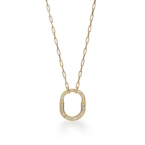 Tiffany Lock:Pendant in Yellow Gold with Pavé Diamonds, Medium