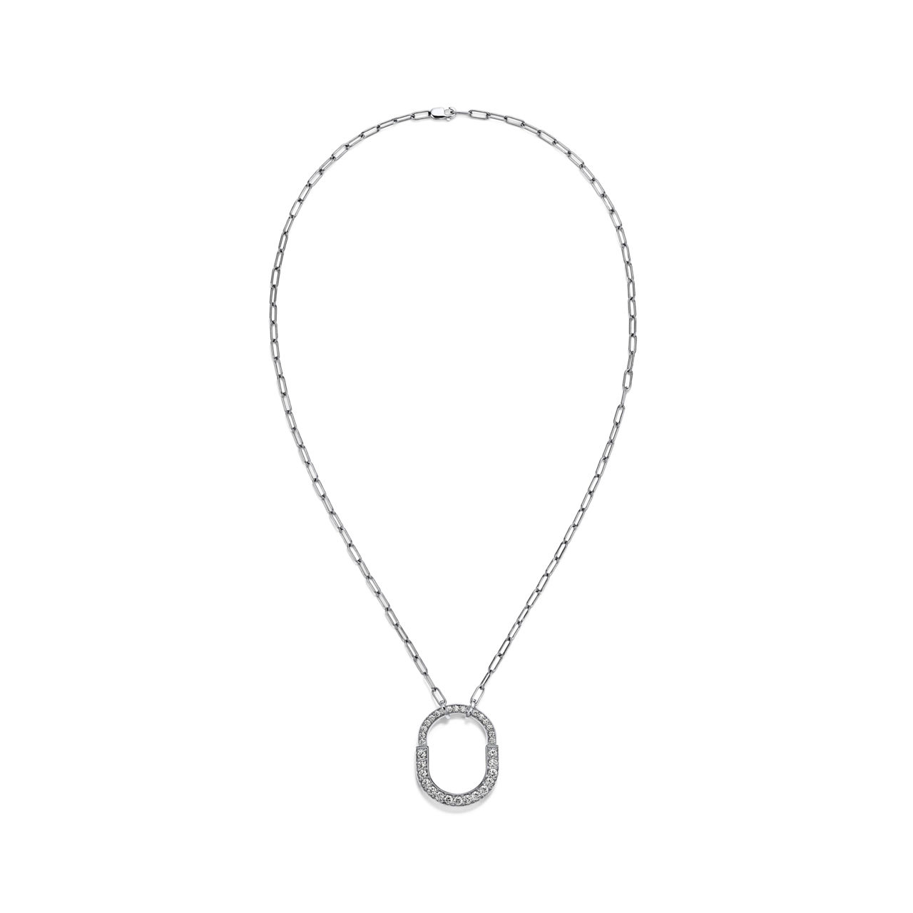 Tiffany Lock:Pendant in White Gold with Pavé Diamonds, Medium image number 2