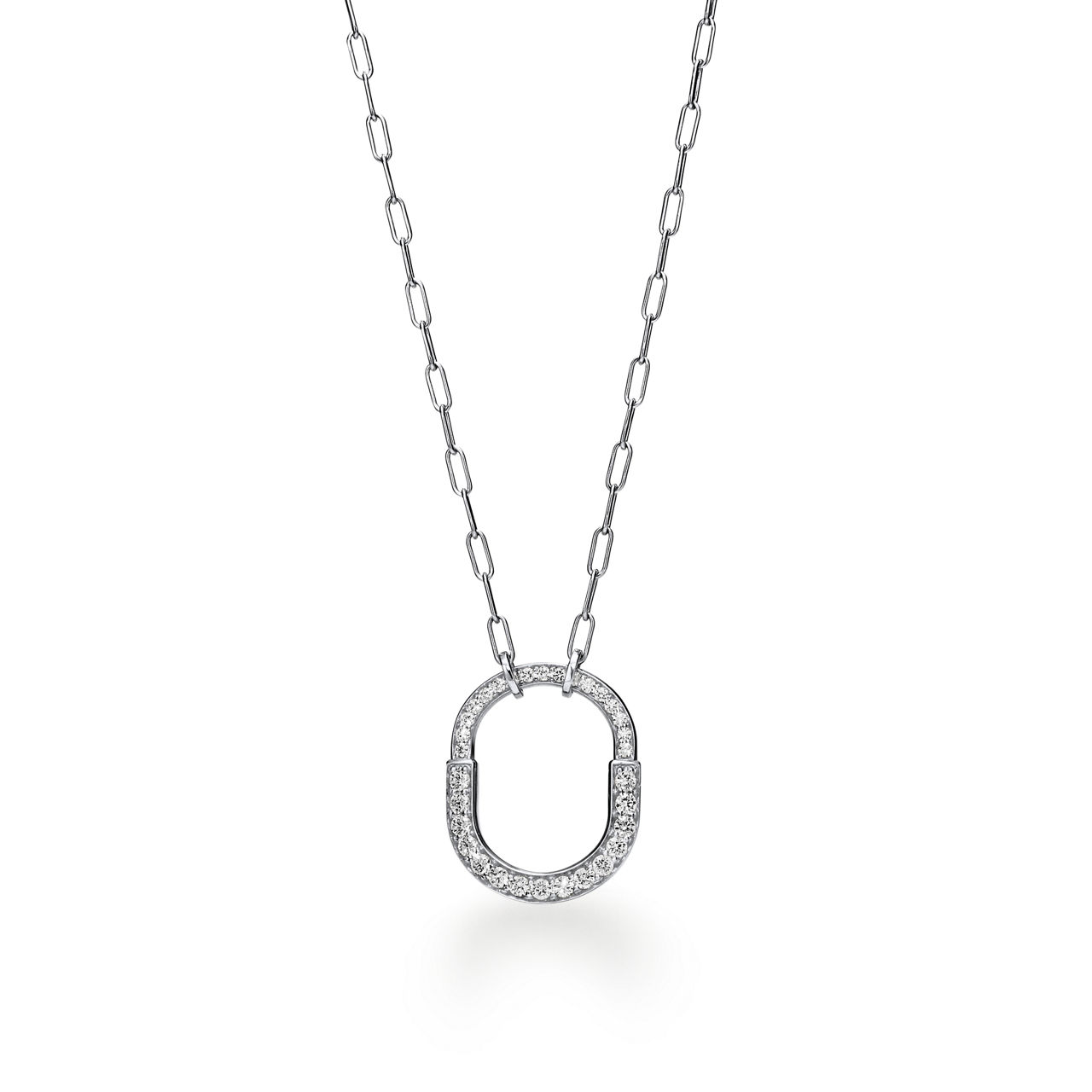Colgante en oro blanco con diamantes en pavé, tamaño mediano