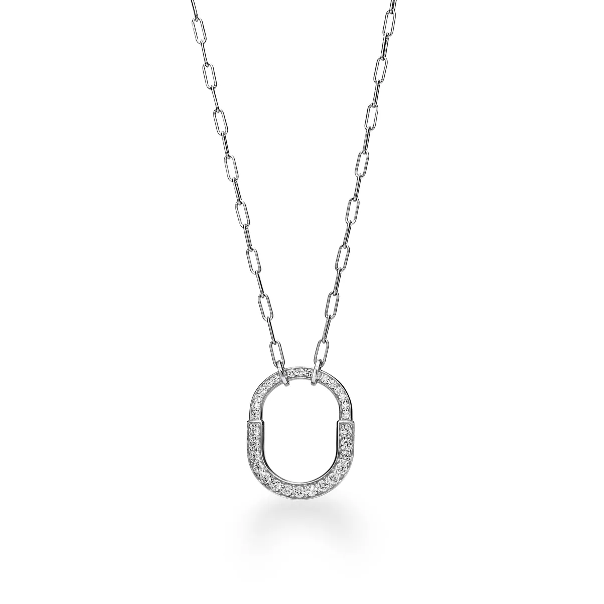 Pendant in White Gold with Pav&eacute; Diamonds, Medium