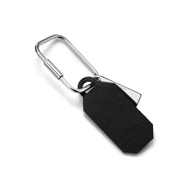 Return to Tiffany™:Rectangle Tag Carabiner in Black Leather and Enamel, 1
