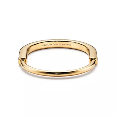 Tiffany Lock:Bangle in Yellow Gold with Diamond Accents, 3