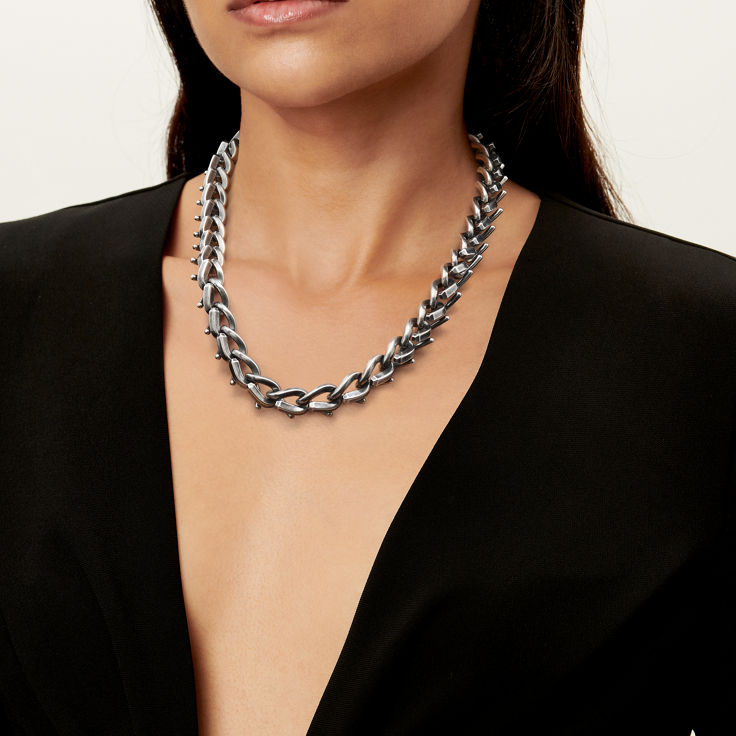 Tiffany Forge:Large Link Necklace in Blackened Sterling Silver image number 1