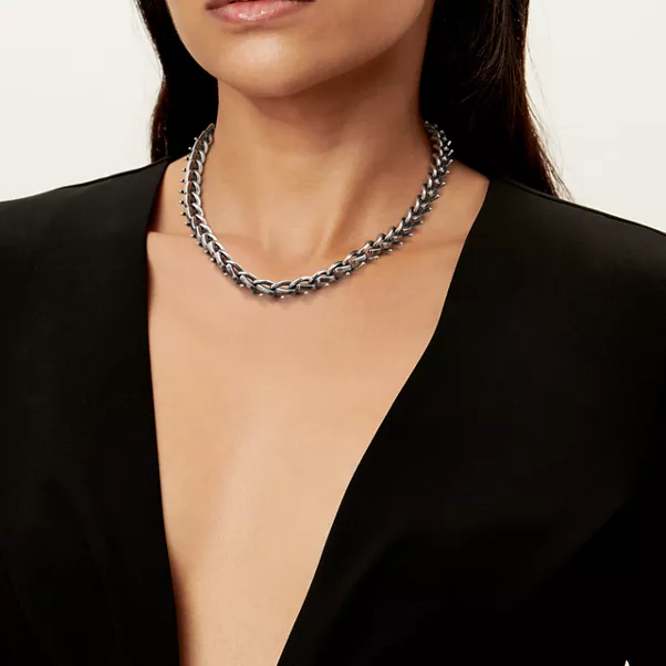 Medium Link Necklace in Blackened Sterling Silver