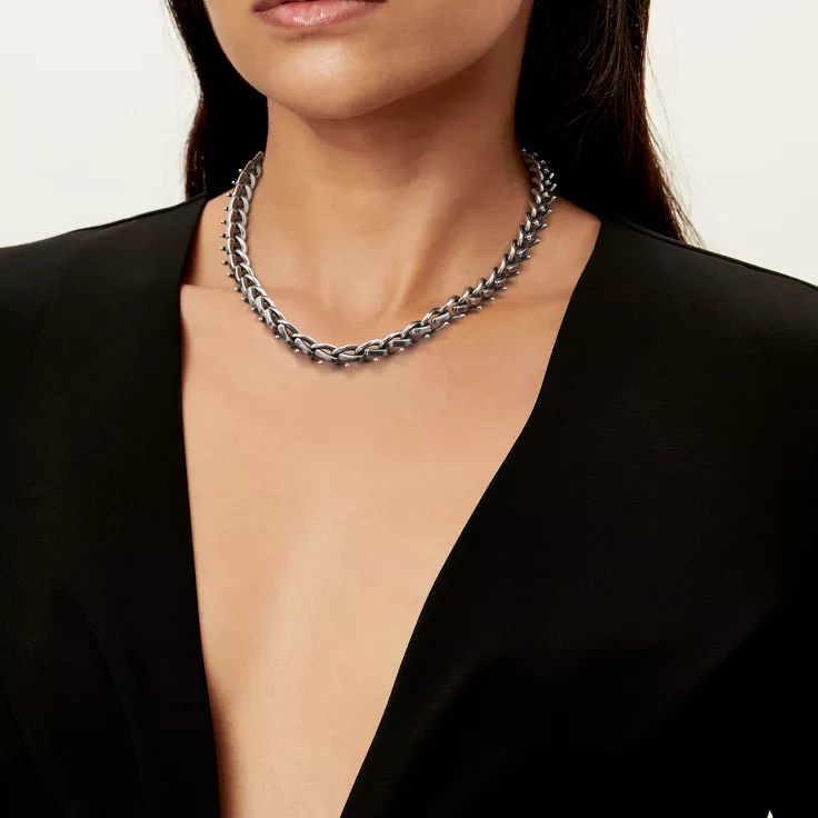 Tiffany Forge:Medium Link Necklace in Blackened Sterling Silver, 1