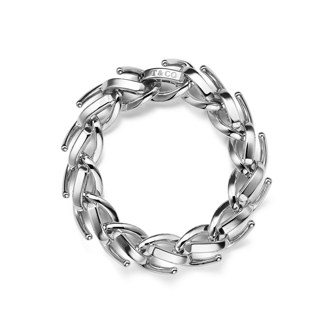 Pulsera de eslabones grandes en plata de ley altamente pulida