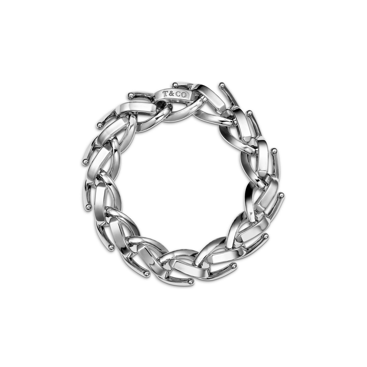 Pulsera de eslabones grandes en plata de ley altamente pulida