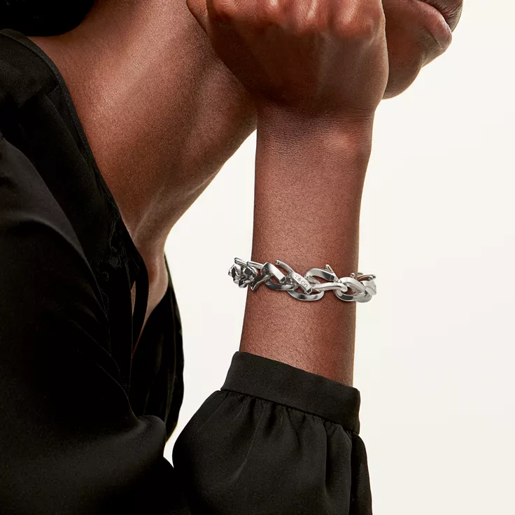 Collezione Tiffany Forge:Bracciale a maglie grandi in argento lucido, 1