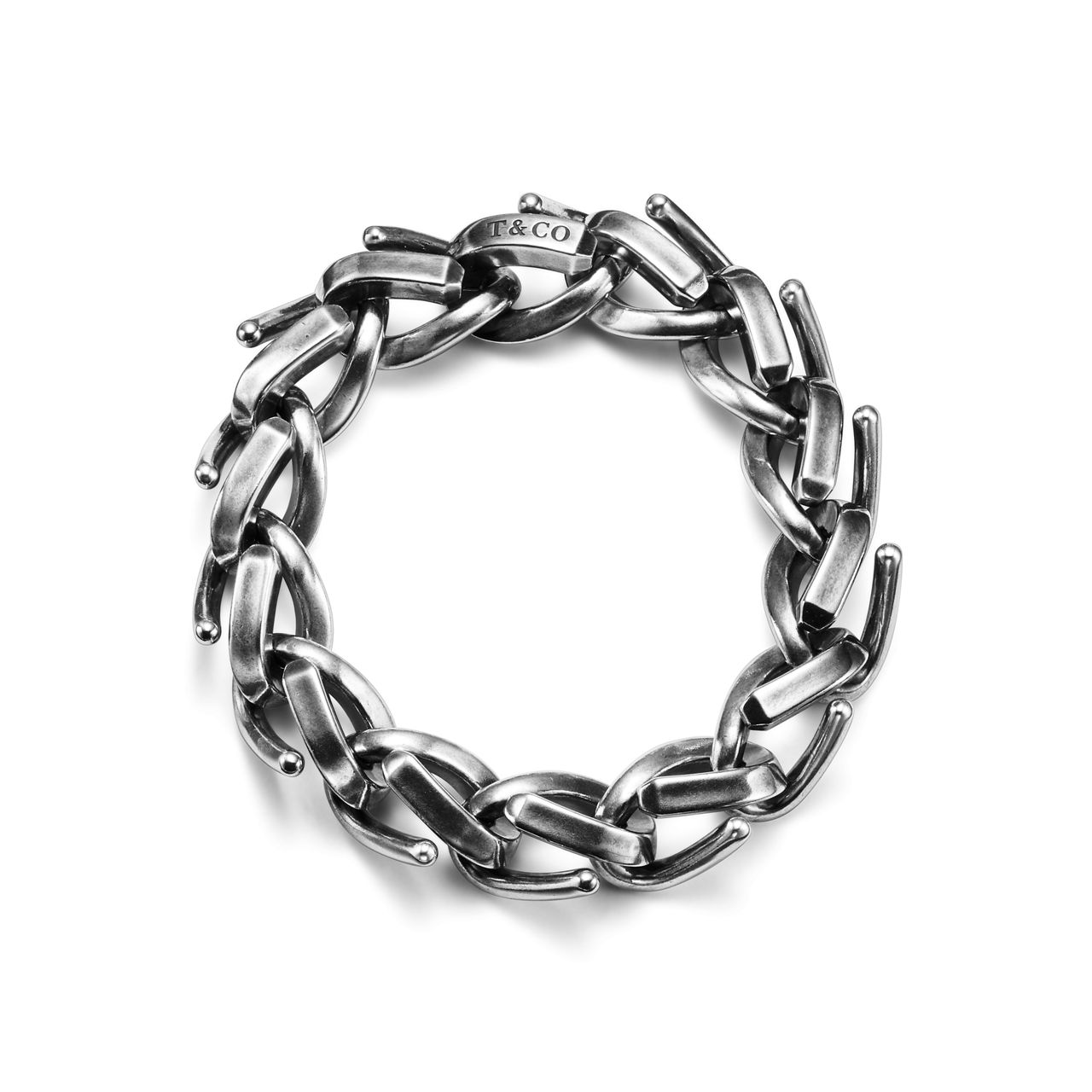 Pulsera de eslabones grandes en plata de ley ennegrecida
