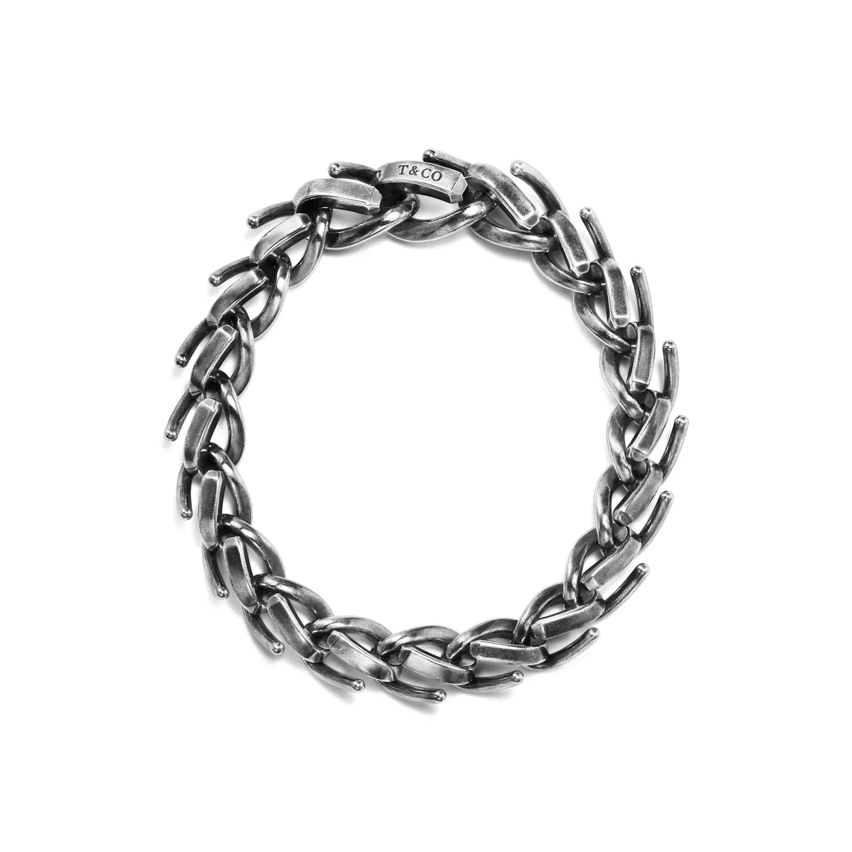 Mittelgro&szlig;es Gliederarmband in geschw&auml;rztem Sterlingsilber