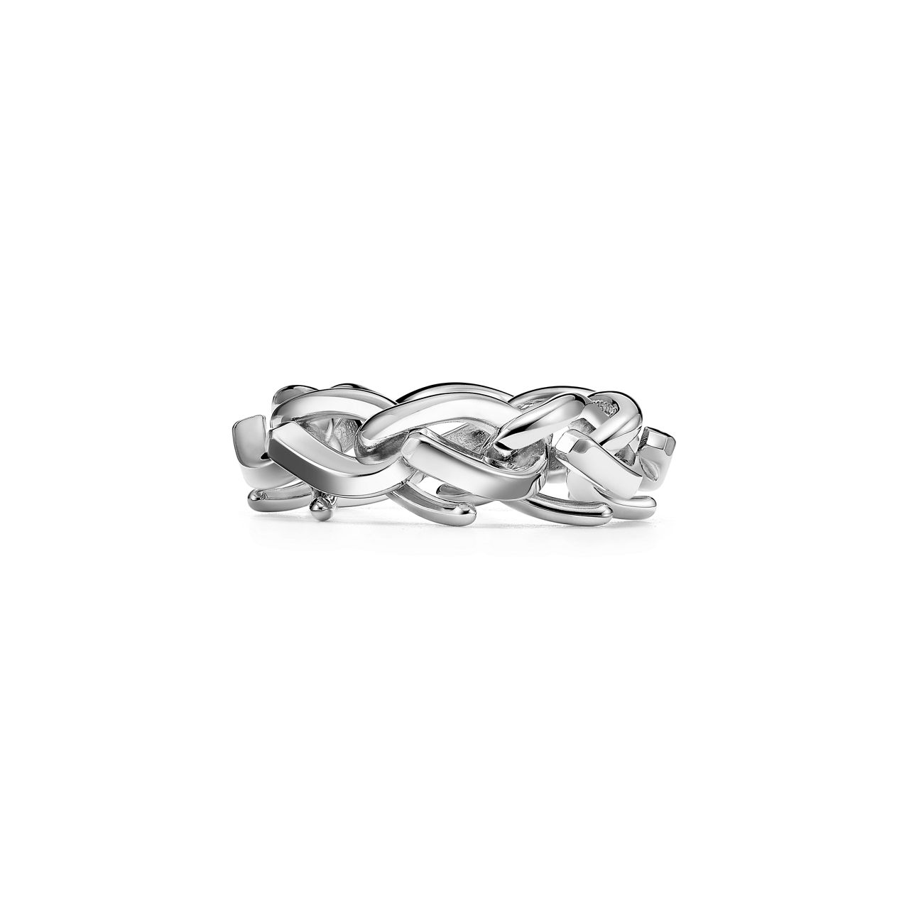 Anillo de eslabón en plata de ley altamente pulida