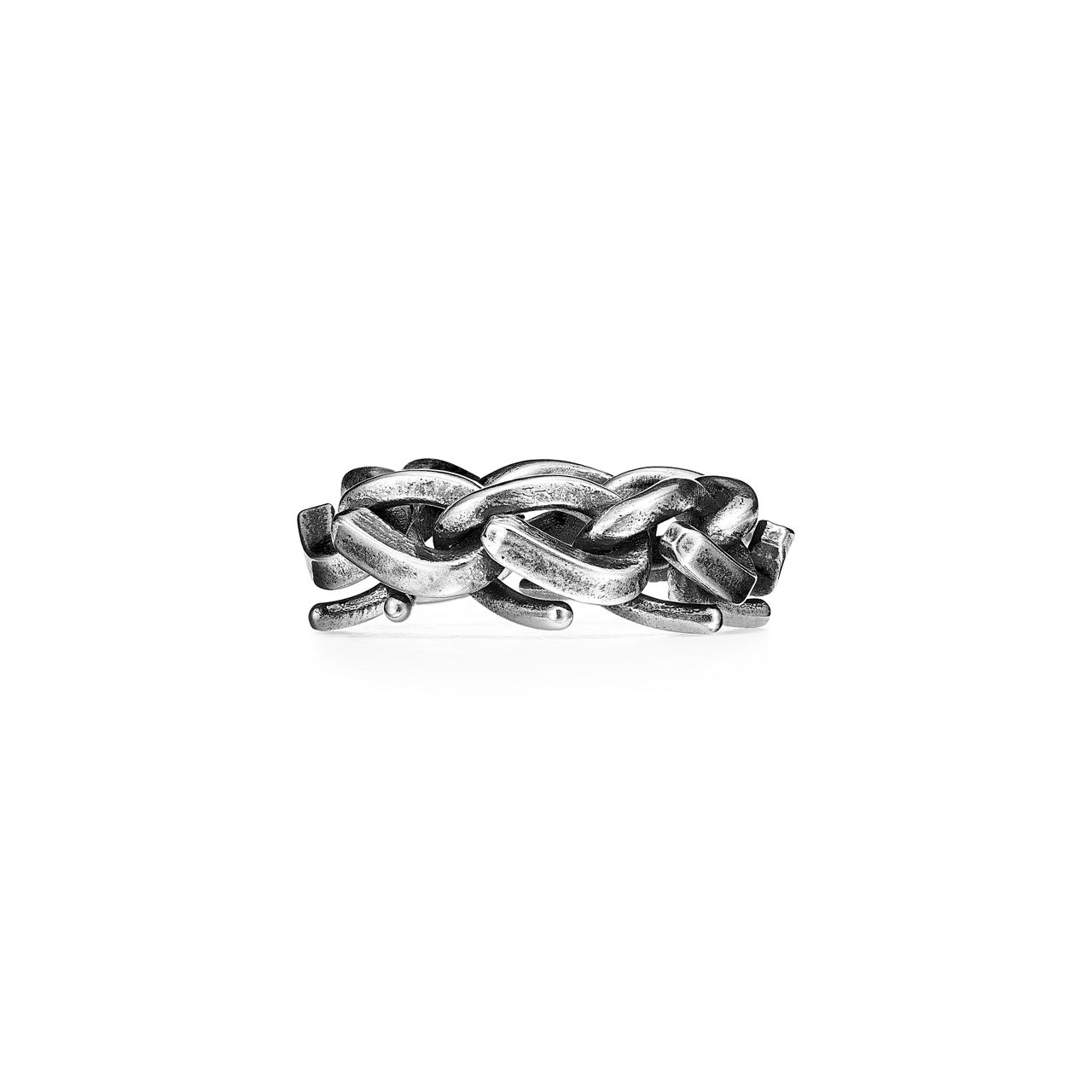 Anillo de eslabón en plata de ley ennegrecida