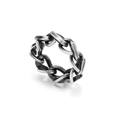 Tiffany Forge:Link Ring in Blackened Sterling Silver, 3