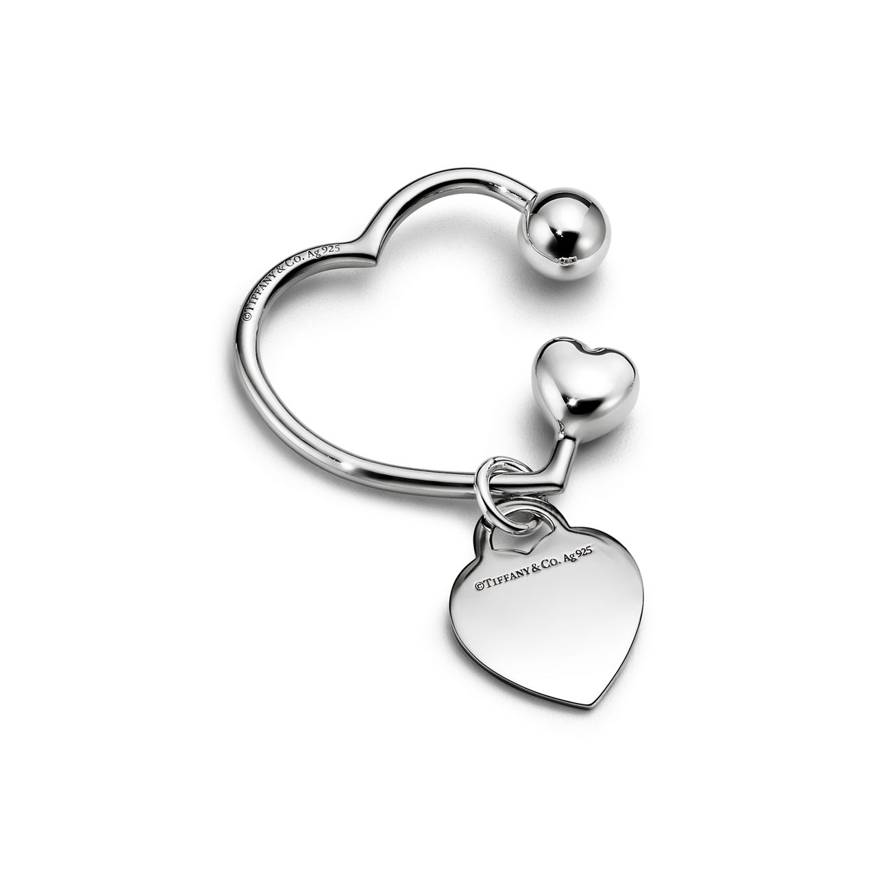 Llavero Screwball con insignia de corazón en plata de ley