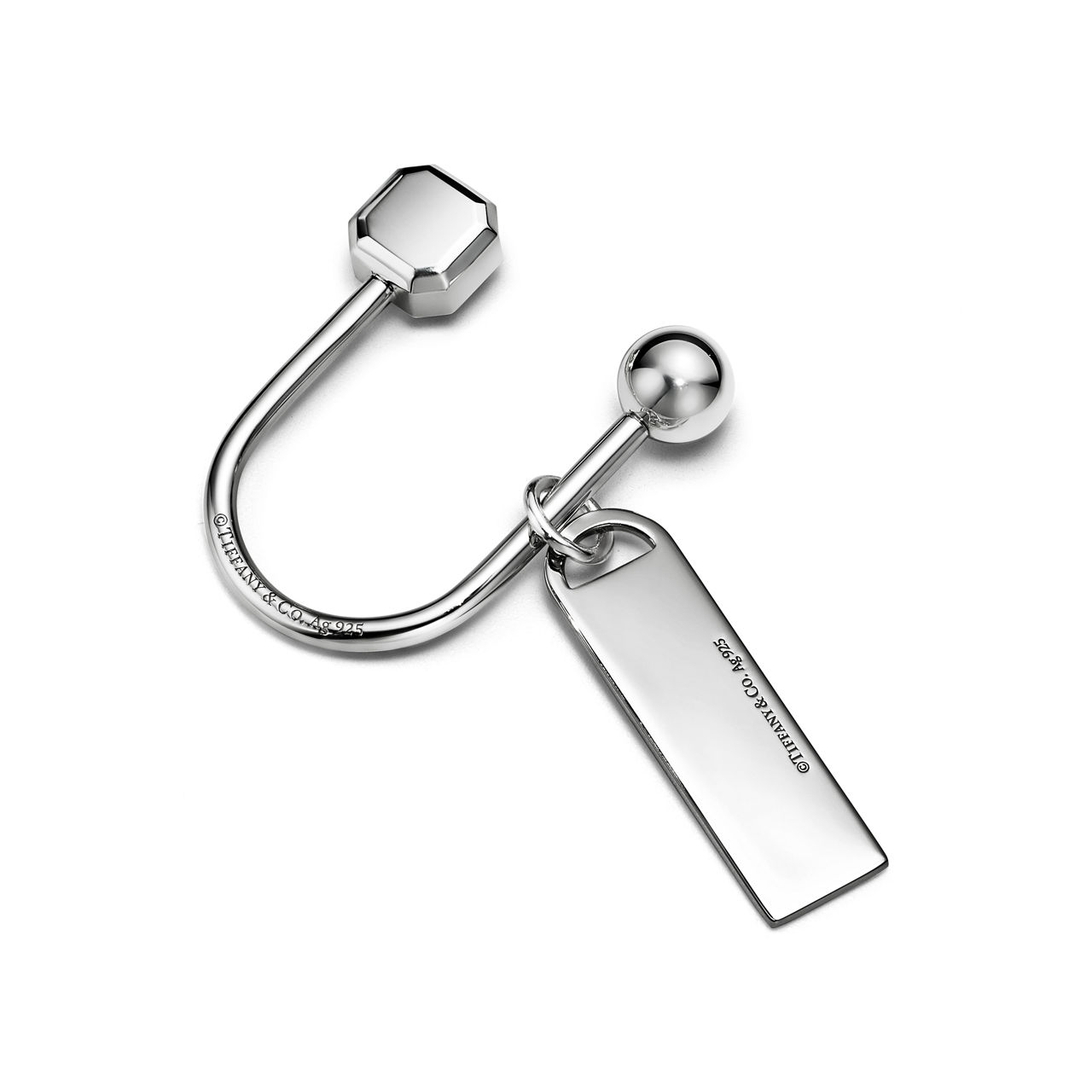 Llavero Screwball con insignia rectangular en plata de ley