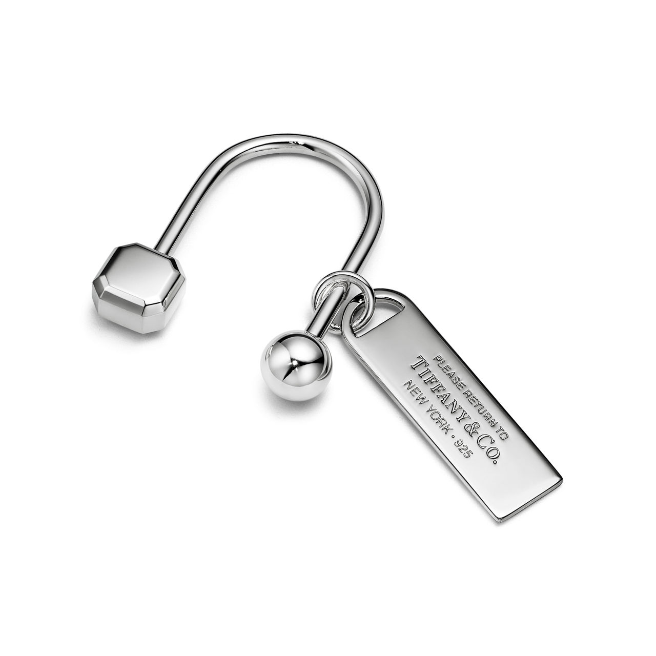 Return to Tiffany™:Rectangular Tag Screwball Keyring in Sterling Silver image number 0