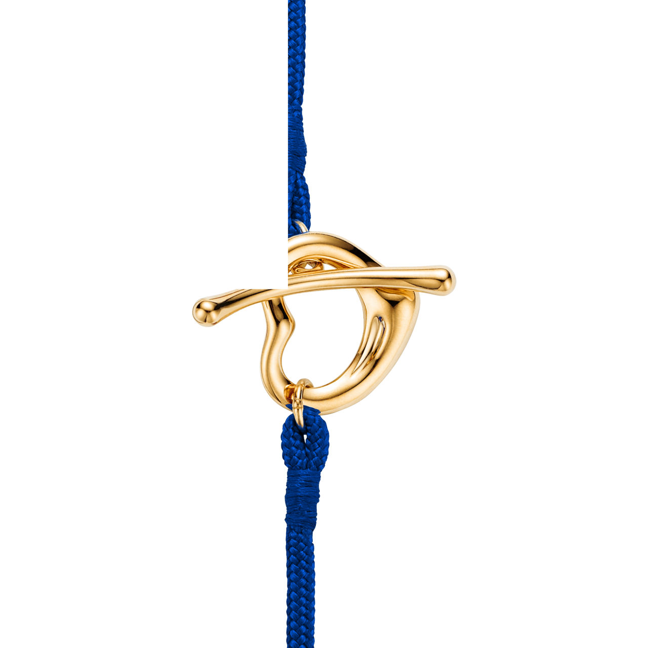 Elsa Peretti®:Open Heart Bracelet in Yellow Gold on a Cobalt Silk Cord image number 3