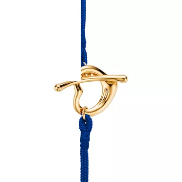Elsa Peretti®:Open Heart Bracelet in Yellow Gold on a Cobalt Silk Cord, 3