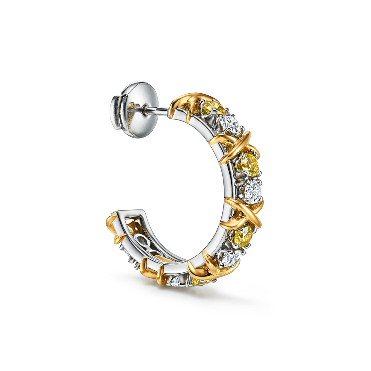 Sixteen Stone par Tiffany:Boucles d’oreilles créoles avec diamants jaunes et blancs numéro dimage {1}