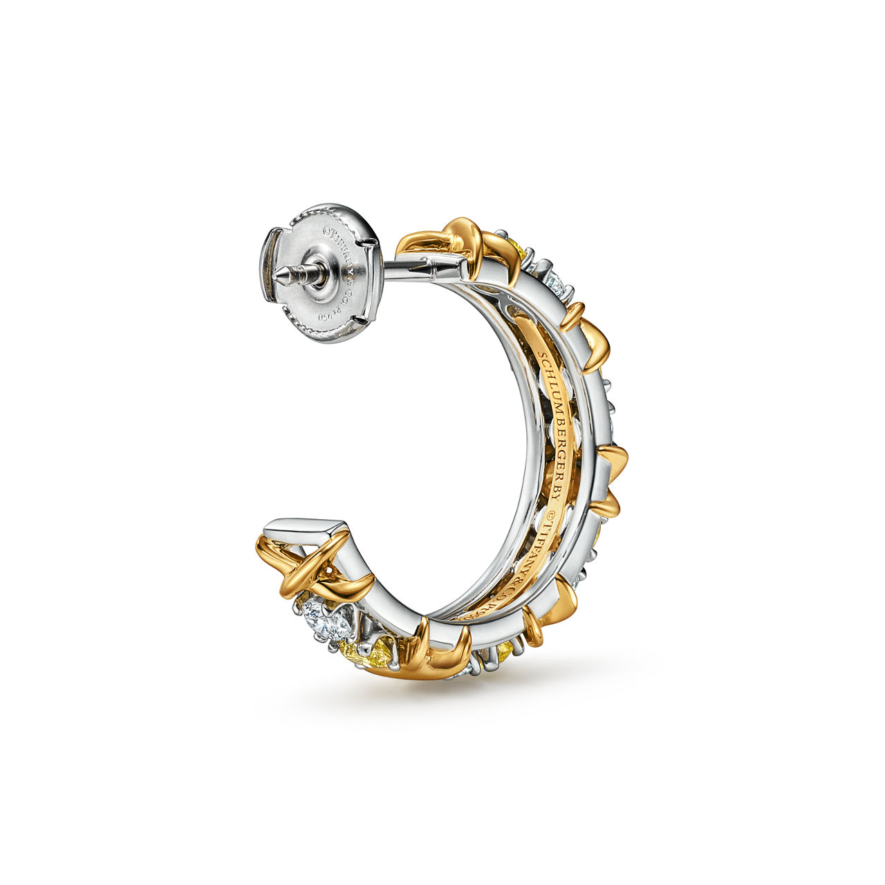 Sixteen Stone par Tiffany:Boucles d’oreilles créoles avec diamants jaunes et blancs numéro dimage {1}