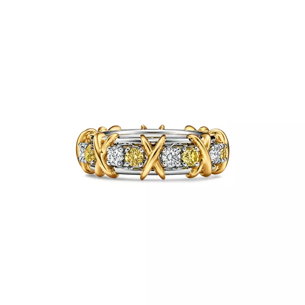 Ring mit gelben und weißen Diamanten