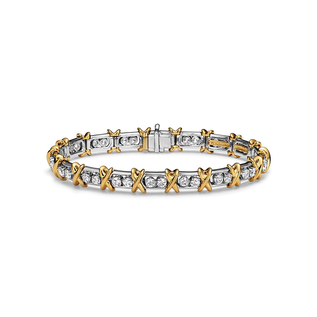 Bracciale in platino e oro giallo con diamanti