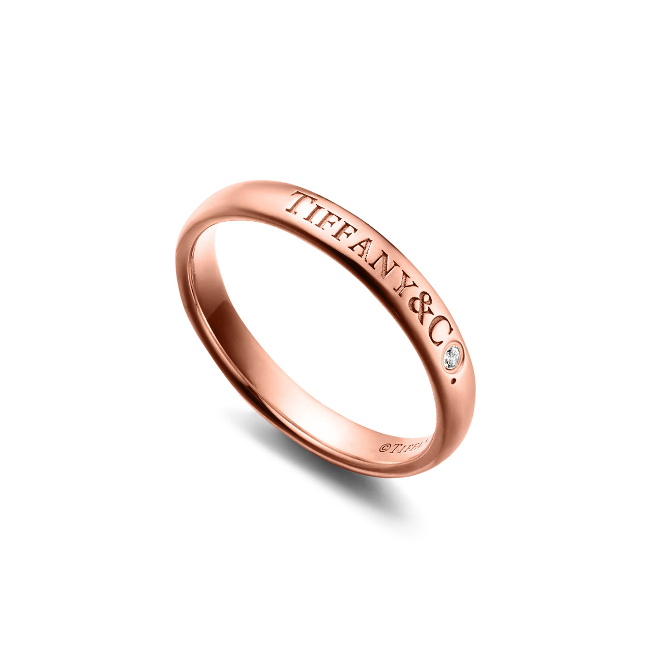 T&CO.®:Band Ring in Rose Gold with a Diamond image number 3