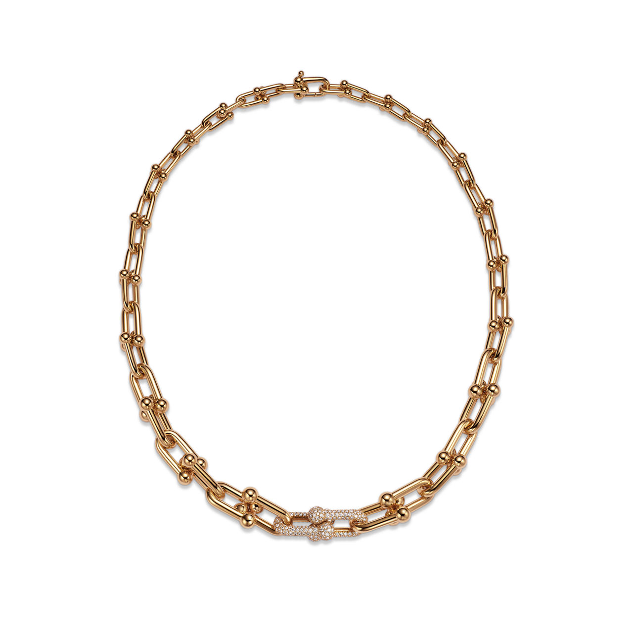 Tiffany HardWear:Graduated Link Necklace in Yellow Gold with Pavé Diamonds image number 3