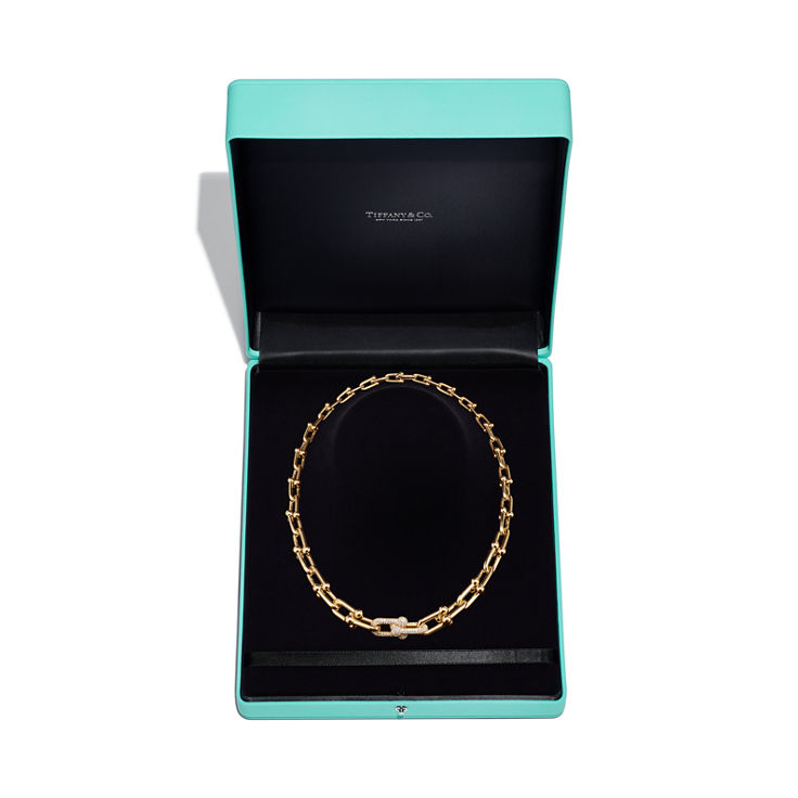 Tiffany HardWear:Graduated Link Necklace in Yellow Gold with Pavé Diamonds image number 5