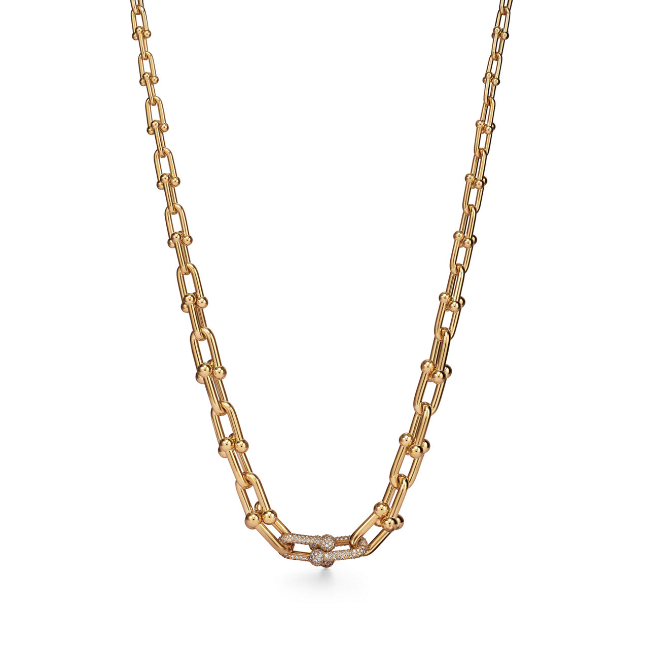 Tiffany HardWear:Graduated Link Necklace in Yellow Gold with Pavé Diamonds image number 0