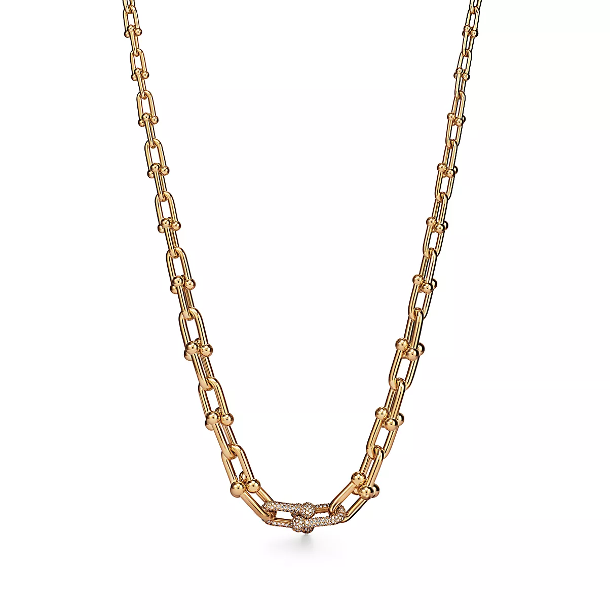 Tiffany HardWear Necklace 18K 옐로우 골드 라운드 브릴리언트 다이아몬드 One Scale