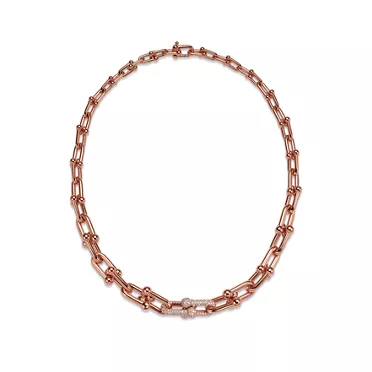 Tiffany HardWear: Graduated Link Necklace in Rose Gold with Diamonds, 3