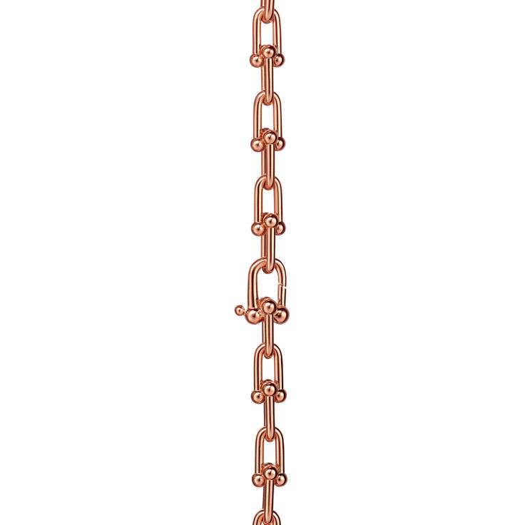 Tiffany HardWear:Graduated Link Necklace in Rose Gold with Pavé Diamonds image number 4