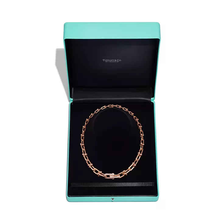 Tiffany HardWear: Graduated Link Necklace in Rose Gold with Diamonds, 5