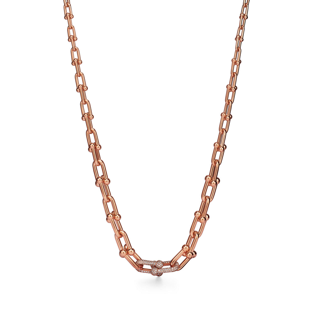 Tiffany HardWear:Graduated Link Necklace in Rose Gold with Pavé Diamonds image number 0